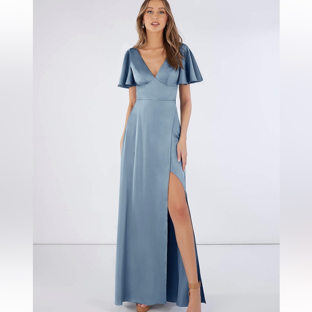 Azazie Lani Dress Dusty Blue